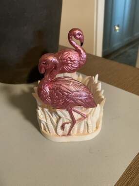 Bath & Body Works Flamingo Foaming Hand Soap Holder Pink White Ceramic